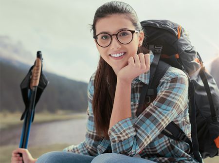 Young woman trekking